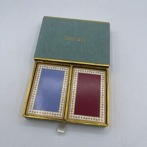 Vintage Tiffany & Co Double Deck Gold Gilt Edged Playing Cards Velvet Box